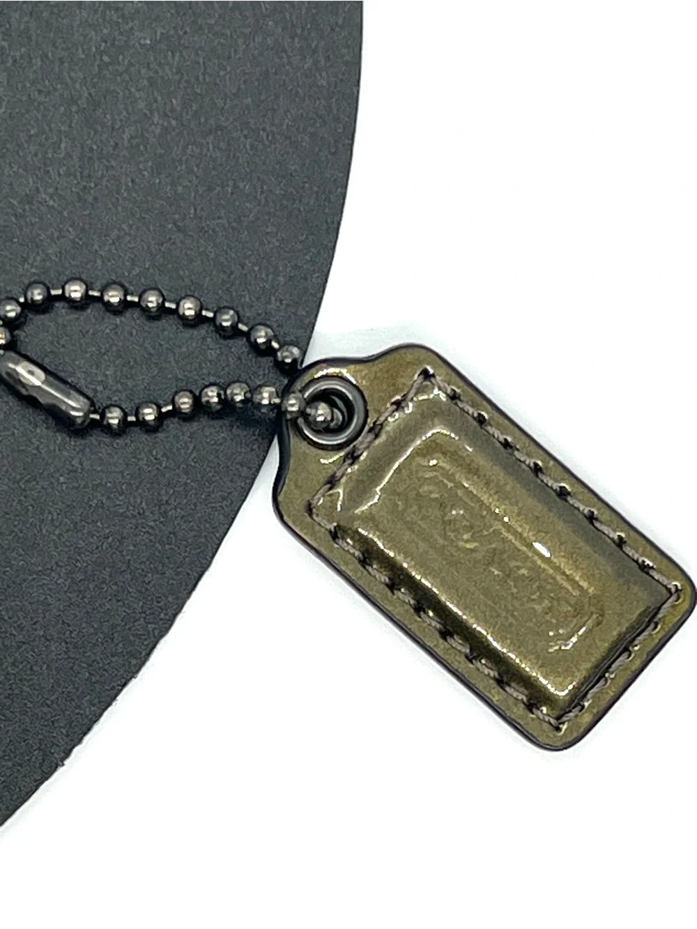Coach Metallic Olive Green Leather Bag Charm Hangtag Replacement